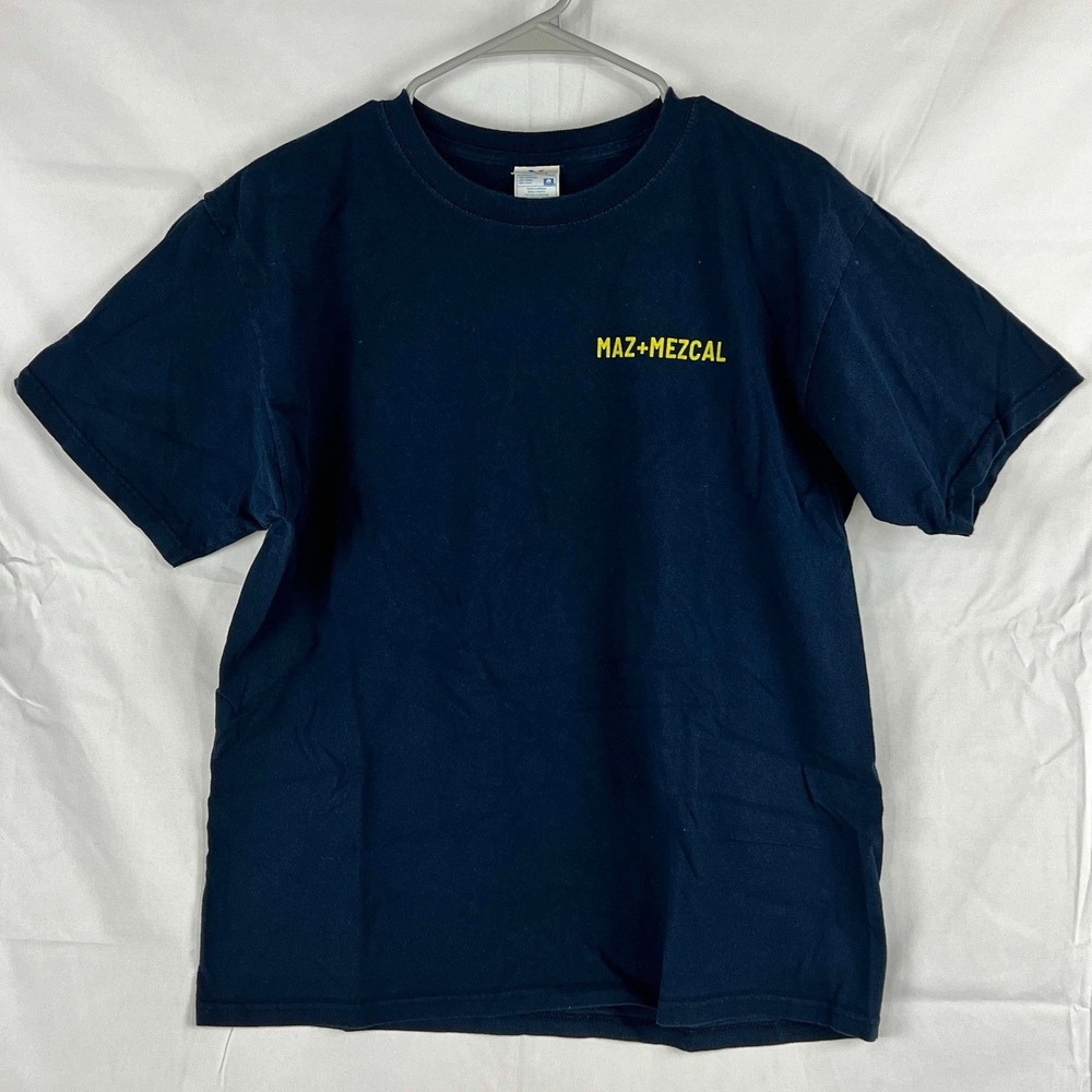 Yazbek Blue Heavy Cotton Blend T-Shirt L "Maz Mezcal"‎ Cocteleria Musica Cocina